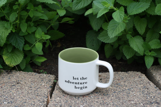 let the adventure begin mug