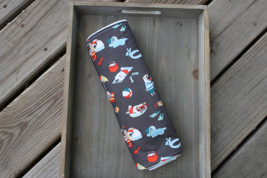 pugs at the beach snap together towel set