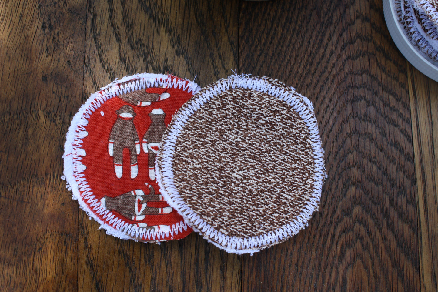 Sock Monkey reusable face wash pads