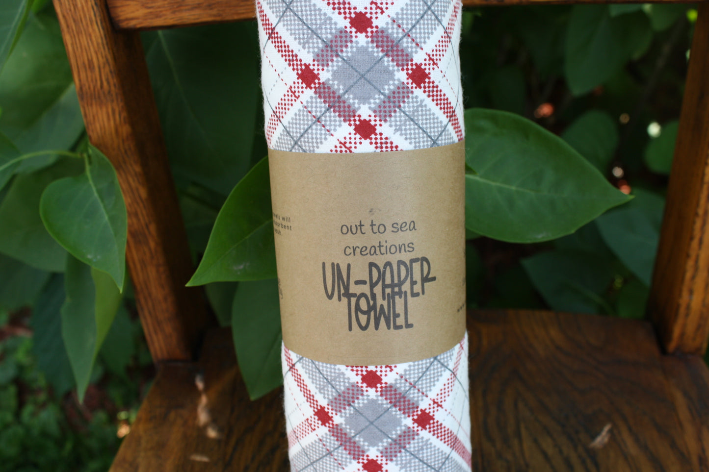 Grey and red plaid Unpaper towel set