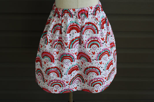 rainbows and hearts kids skirt size 6