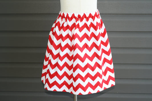 red chevron kids skirt size 2