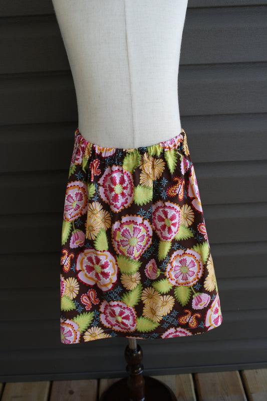 pink flowered kids skirt size 7