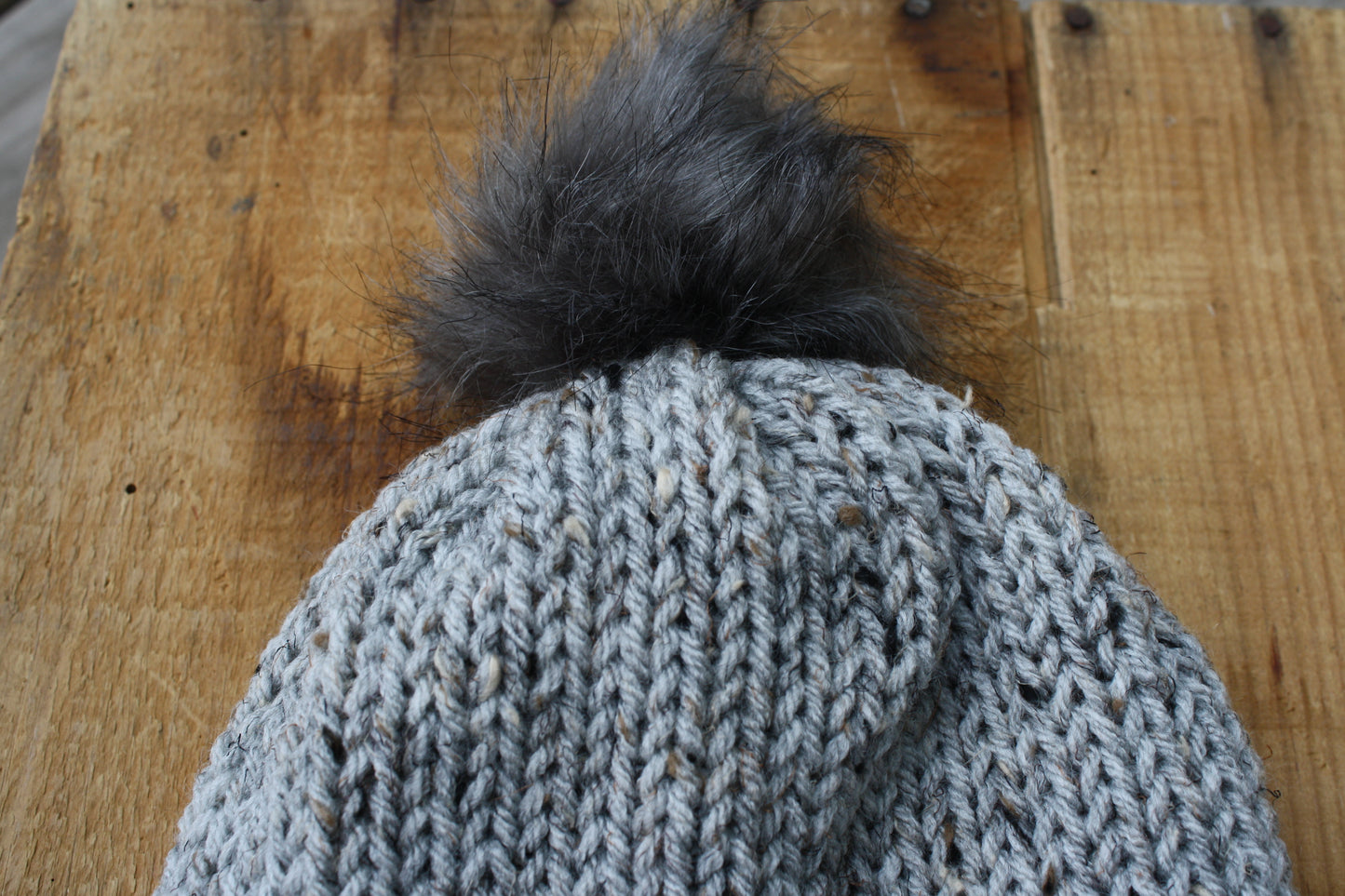 grey tweed knit hat