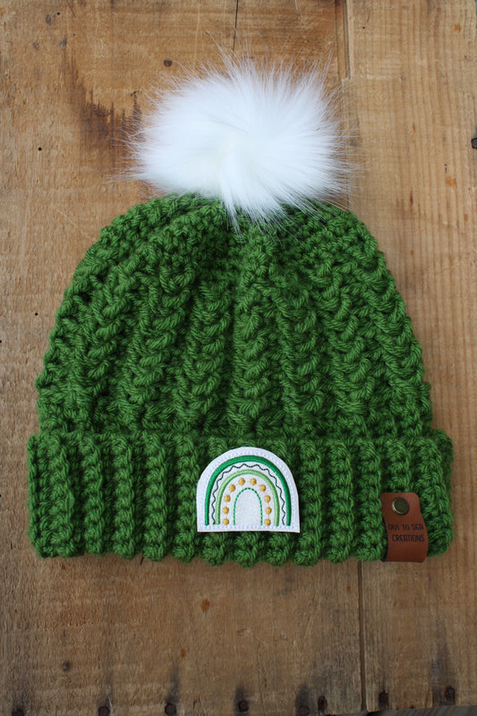 green rainbow crochet hat