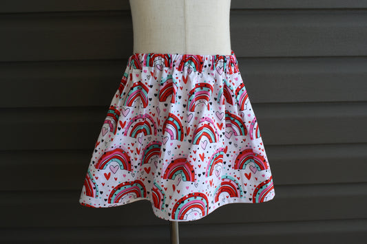 rainbows and hearts kids skirt size 4
